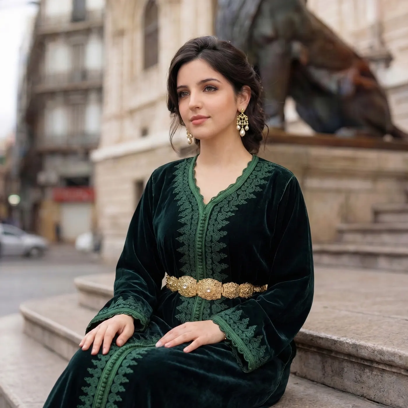 Caftan Alaline — Vert Bouteille — vue 3